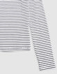 Weißes Mädchen-T-Shirt aus Biobaumwolle, Marinestreifen-6