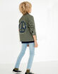 Kaki safari-jasje Peace & Love rug -1