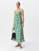 Robe longue verte imprimé maxi tropical Femme-2