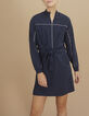 Marine jurk met rits en strik in taille I.Code-2