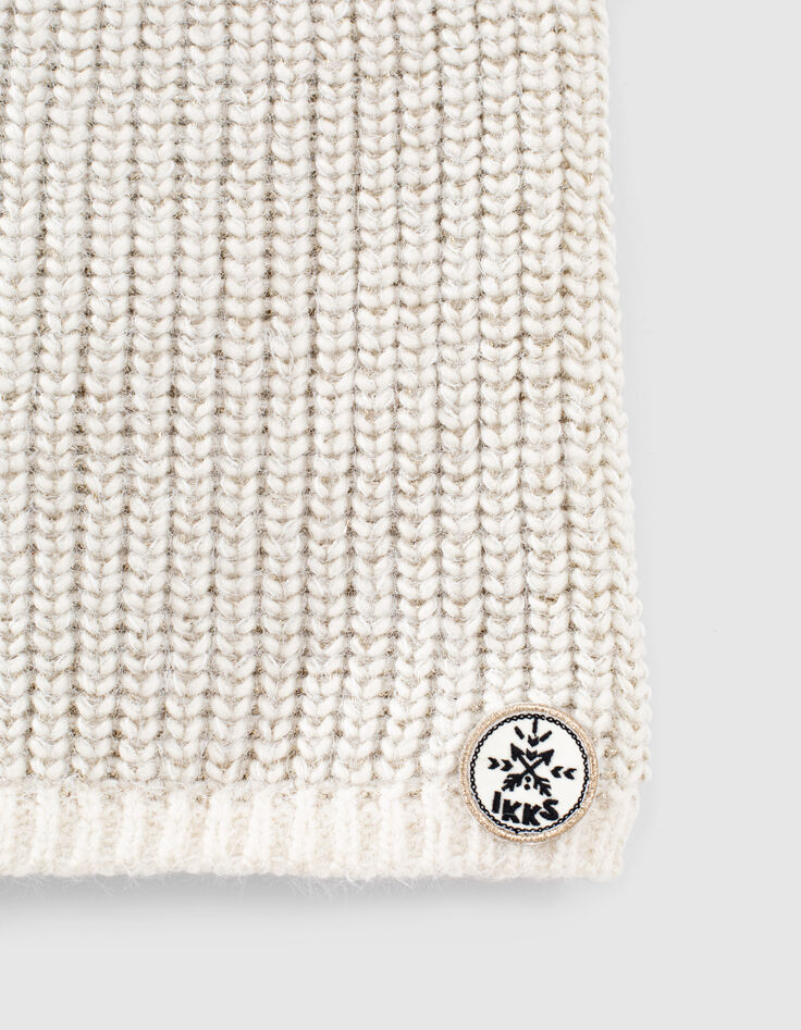Girls’ ecru snood with gold lurex ribbing-2