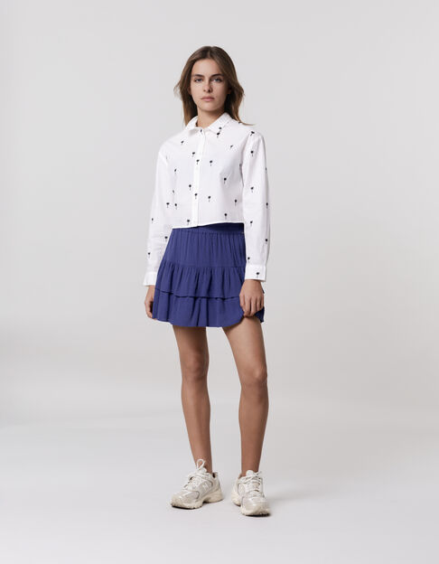 Falda azul volantes jacquard plumetis niña - IKKS