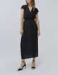 Robe longue noire plissée recyclée Femme-1