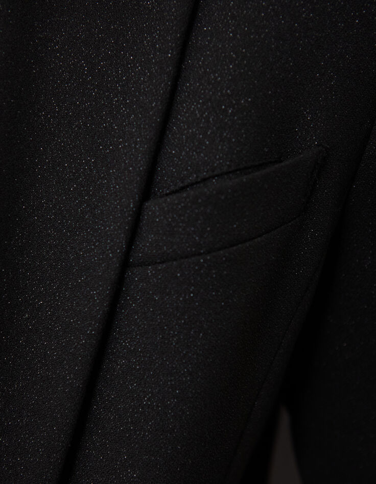 Veste tailleur longue coloris noir tissu métallisé femme-7