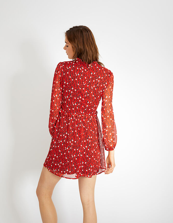 Karneolrotes Kleid mit Blumenprint I.Code - I.CODE