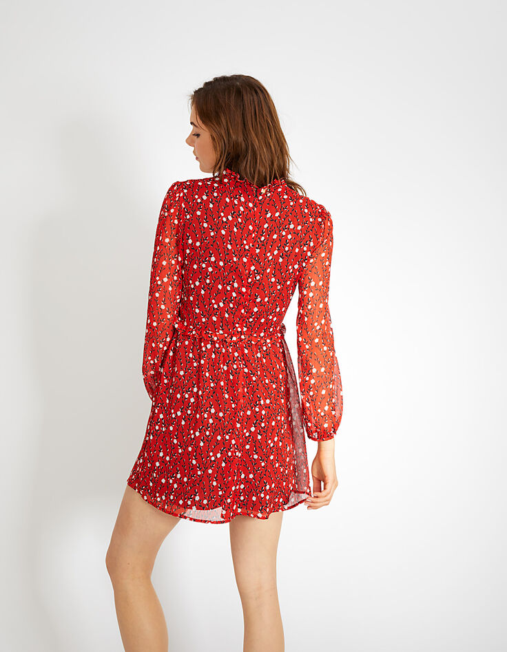 Robe rouge cornaline imprimé fleuri I.Code-3 Robe rouge cornaline imprimé fleuri I.Code-3