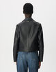 Schwarze Bikerjacke aus Leder f&uuml;r Damen-3