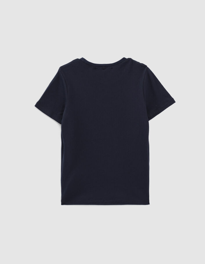 Sportief navy T-shirt opdruk oortjes in reliëf jongens  - IKKS