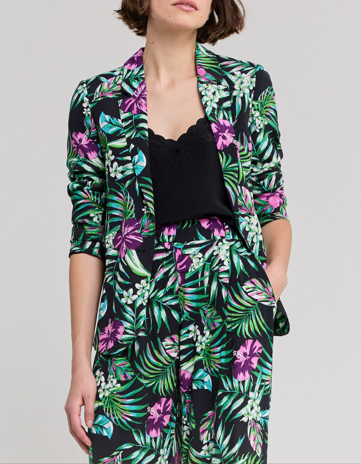 Women’s black LENZING™ ECOVERO™ jacket with tropical print-2