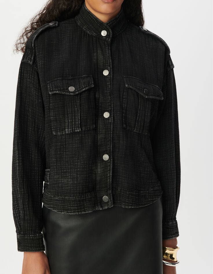 Veste oversize grise gaze de coton bio Femme-5 Veste oversize grise gaze de coton bio Femme-5