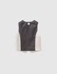 Gilet de costume beige rayé garçon-2