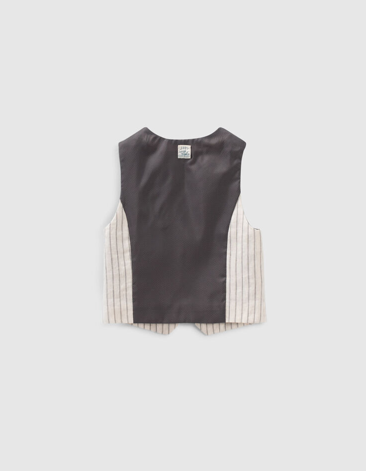 Gilet de costume beige rayé garçon-2