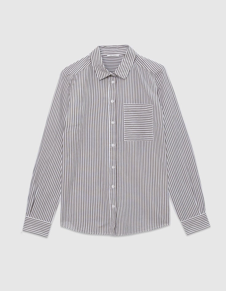 Chemise coton bio rayures gris clair Femme-5