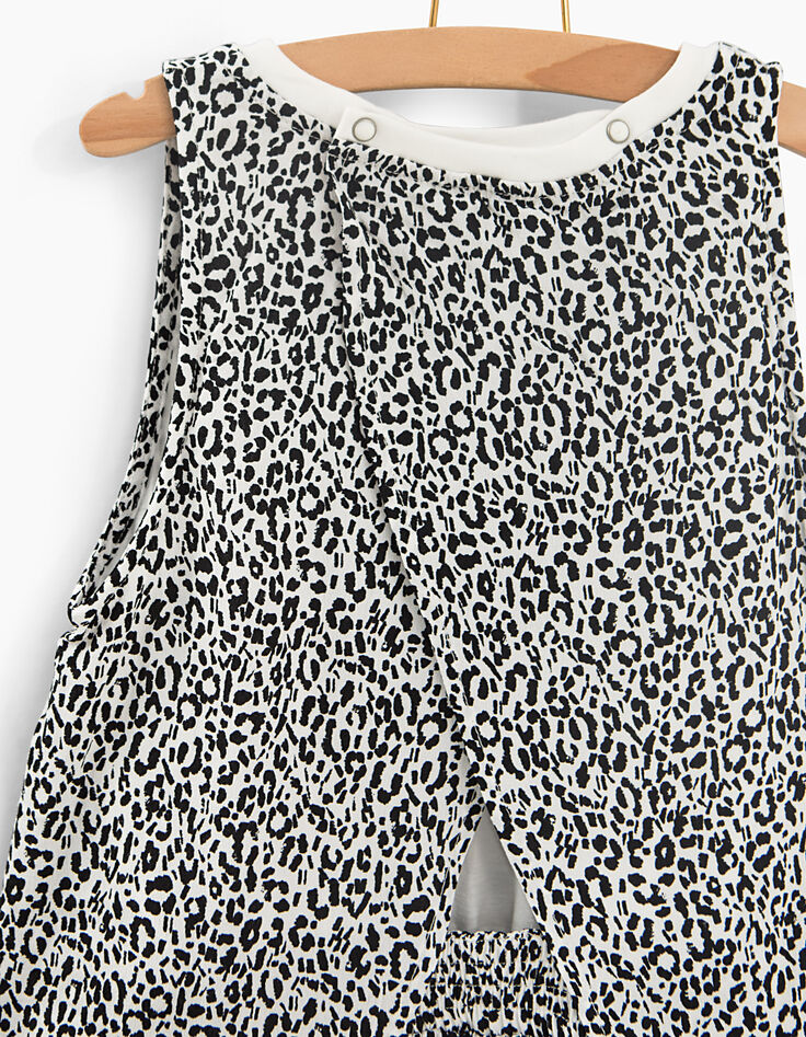 Combi short blanc cassé à imprimé léopard fille-4