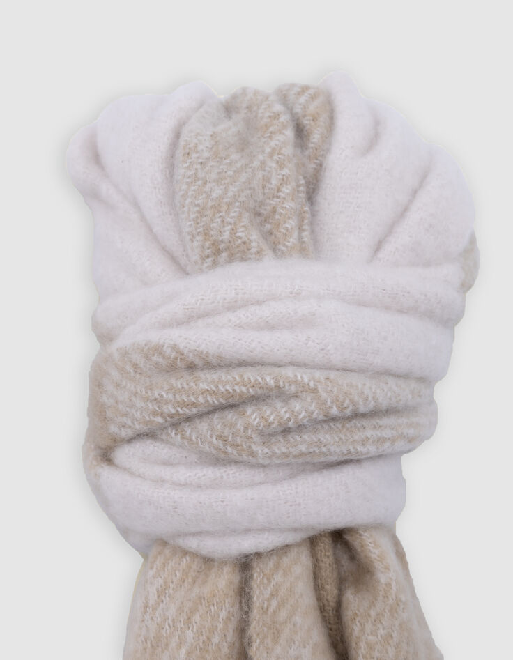 Girl's beige plaid scarf-5
