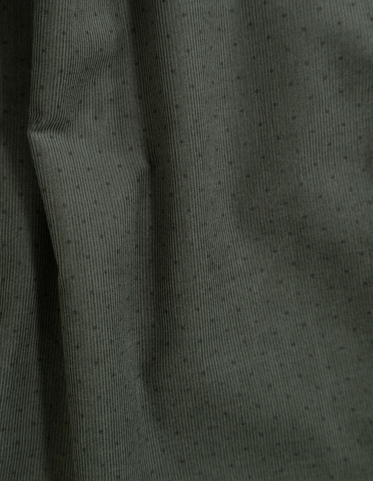 Khaki Jungenhemd lange Ärmel Velours Punkte-8