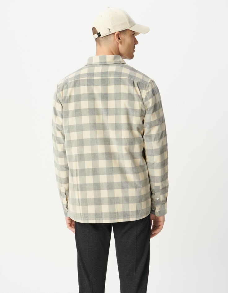Camisa REGULAR beige algodón ante cuadros hombre-3 Camisa REGULAR beige algodón ante cuadros hombre-3