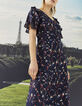 Robe midi viscose et soie imprimé fleurs de cerisier femme-2