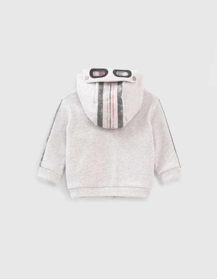 Cárdigan gris capucha gafas bebé niño-2