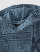 Sweat bleu fonc&eacute; imprim&eacute; Bandana &agrave; capuche gar&ccedil;on -2