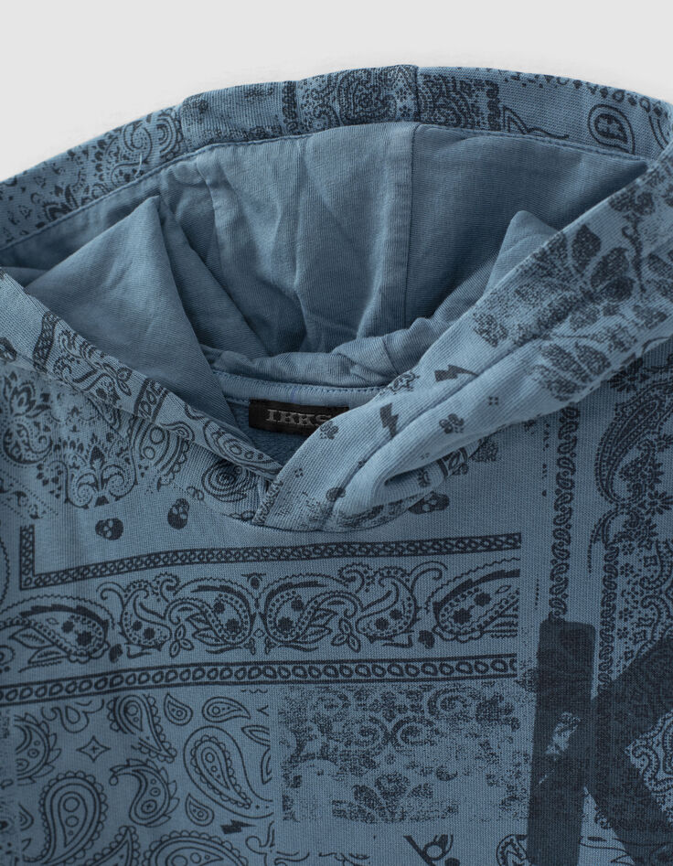 Sweat bleu fonc&eacute; imprim&eacute; Bandana &agrave; capuche gar&ccedil;on -2