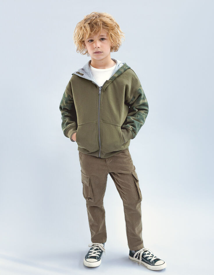 Boys’ khaki/grey reversible hooded cardigan-7