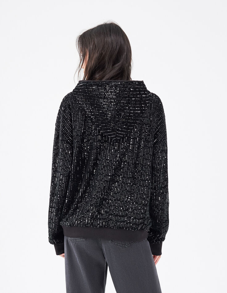 Sweat avec sequins brodés sur velours femme-3