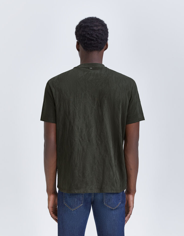 Kaki T-shirt jacquard camouflagemotief Heren-2