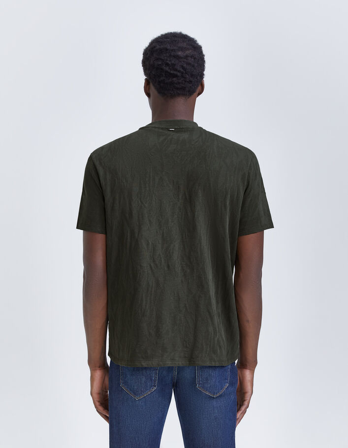 T-shirt kaki jacquard motif camouflage Homme-2