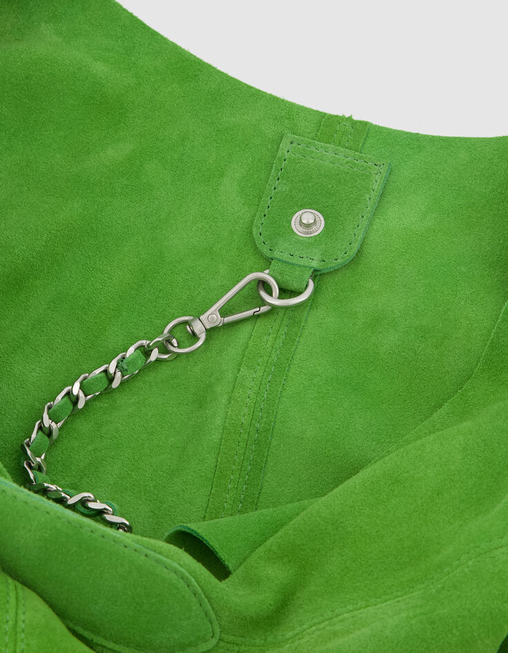Bolso hobo de ante verde cactus para mujer-4