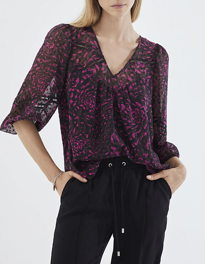 Blouse in plumetis-voile cosy flowers print dames-1