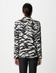 Chaqueta de traje negra con estampado de cebra para Mujer-5