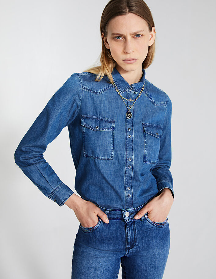 Blauw jeansoverhemd dames - IKKS