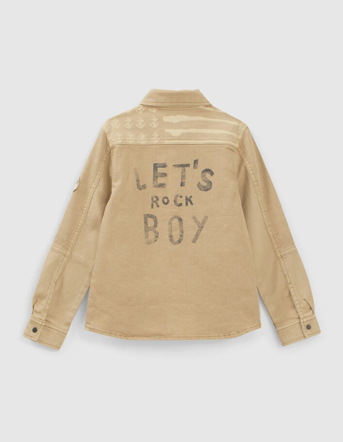 Boys’ beige denim shirt with print on back - IKKS