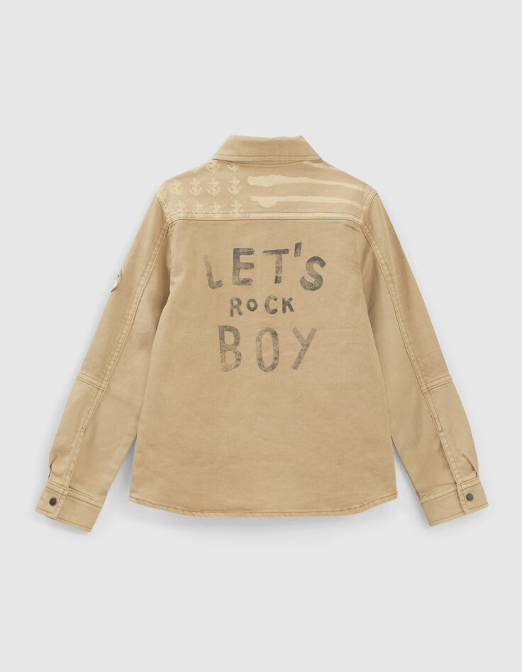 Chemise en jean beige print dos garçon-3
