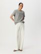Grey short-sleeved T-shirt with slogan-1