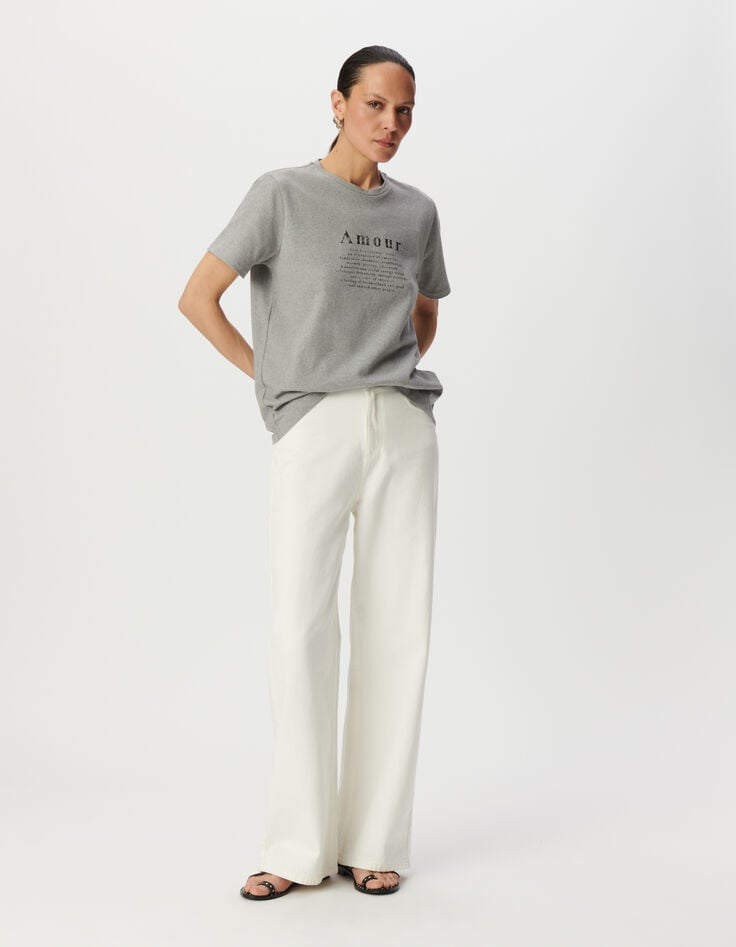 Grey short-sleeved T-shirt with slogan-1 Grey short-sleeved T-shirt with slogan-1