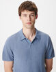 Men's blue cotton flamed short-sleeve polo shirt-4