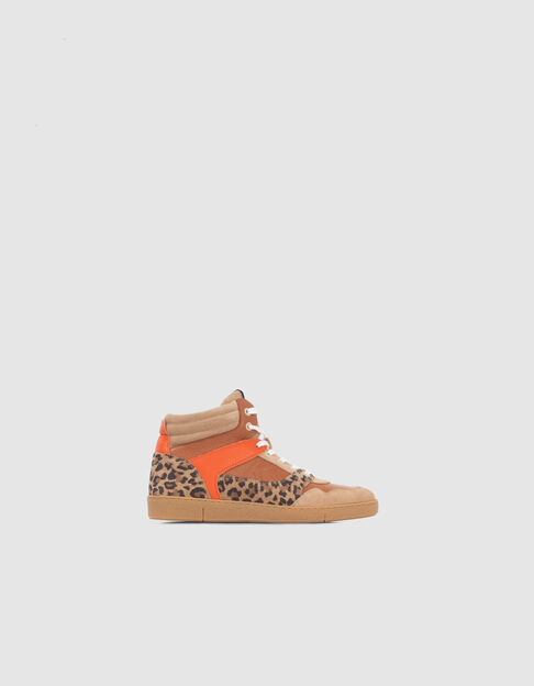 Damensneakers aus Mischleder in Beige und Orange - IKKS