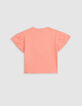 T-shirt corail coton bio coeur en relief fille-4