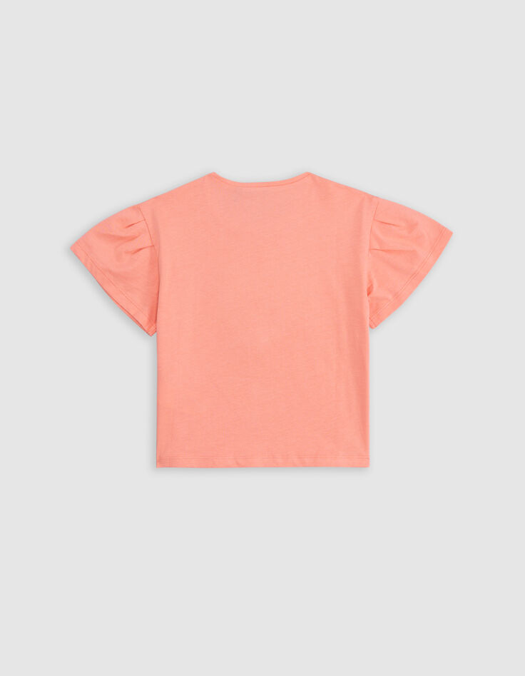 T-shirt corail coton bio coeur en relief fille-4