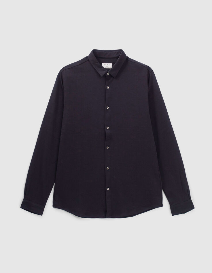 Camisa REGULAR azul marino manga larga Interlock Hombre-5