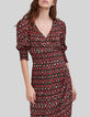 Vestido midi negro estampado ikat Mujer-5