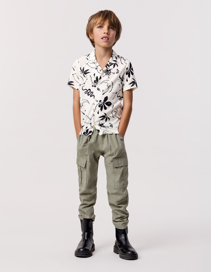 Boy's ecru maxi astro print shirt-2