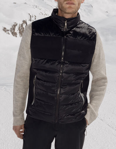 Men&rsquo;s black mixed fabric IKKS x DUVILLARD bodywarmer - IKKS