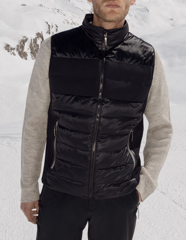 Men&rsquo;s black mixed fabric IKKS x DUVILLARD bodywarmer-1