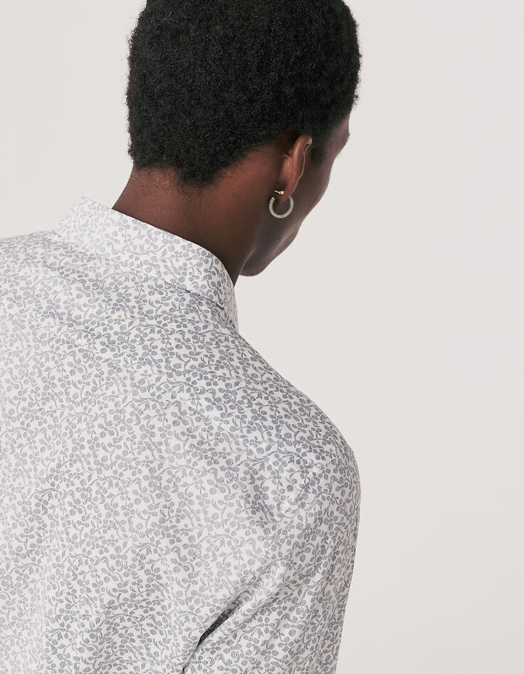Chemise SLIM marine tissu Liberty imprimé fleurs rayées Homme-5