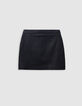 Jupe courte noire cuir Femme-5