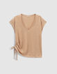 Women’s Desert foil linen knit drawstring side T-shirt-7