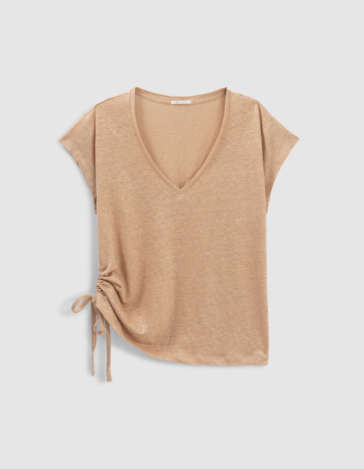 Women’s Desert foil linen knit drawstring side T-shirt-7